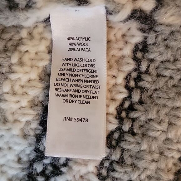 Cynthia Rowley Chunky fair isle knit wool alpaca blend‎ thick hooded duster sz M - Picture 4 of 10